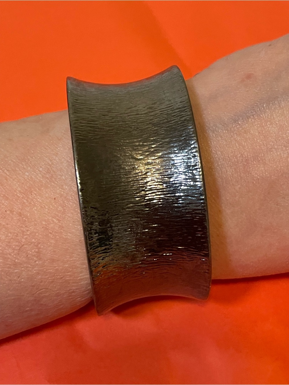 Vintage Gun Metal Hinged Cuff-Style Wearable Bracelet